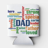 Papa Word Cloud Text Vaderdag Typografie Blikjeskoeler (Achterkant)