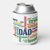 Papa Word Cloud Text Vaderdag Typografie Blikjeskoeler (Blikje Achterkant)