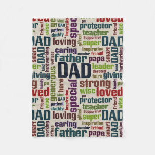 Papa Word Cloud Text Vaderdag Typografie Fleece Deken