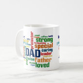 Papa Word Cloud Text Vaderdag Typografie Koffiemok (Voorkant links)