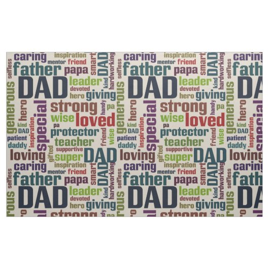 Papa Word Cloud Text Vaderdag Typografie Stof (Fat Quarter)
