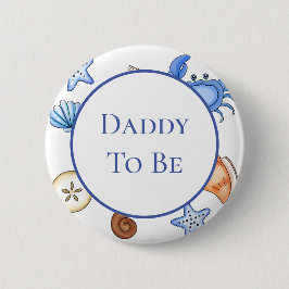 Papa wordt | Baby shower van het thema "Beach" Ronde Button 5,7 Cm