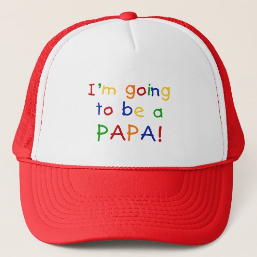 Papa wordt een primaire kleur trucker pet (Voorkant)