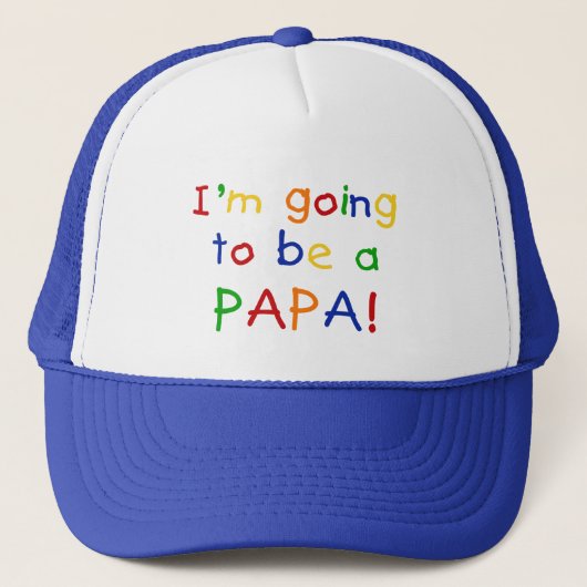 Papa wordt een primaire kleur trucker pet (Voorkant)