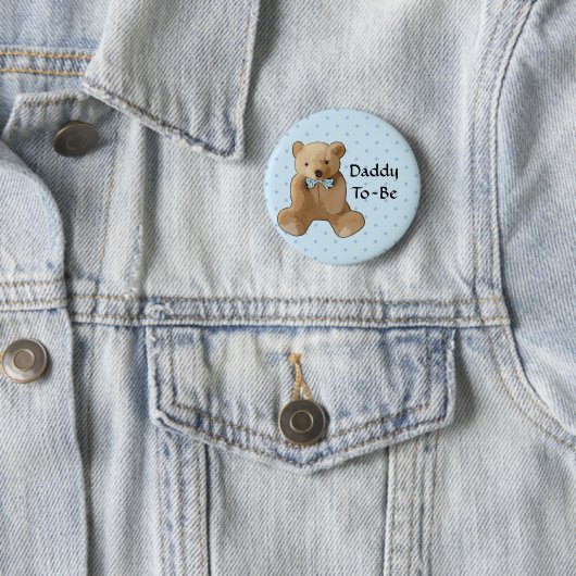 Papa wordt Teddy Bear Baby shower Button (In situ)