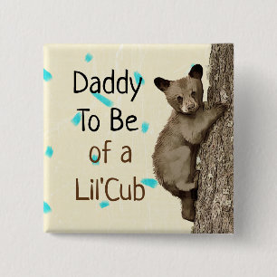 Papa wordt van een Little Cub Baby shower Vierkante Button 5,1 Cm