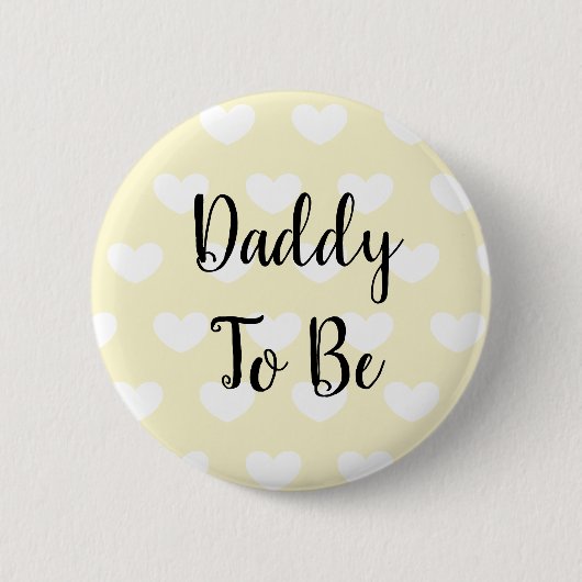 Papa wordt Yellow Hearts Baby shower Button (Voorkant)