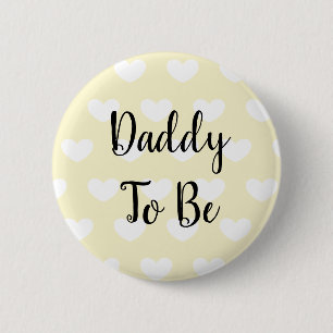 Papa wordt Yellow Hearts Baby shower Button