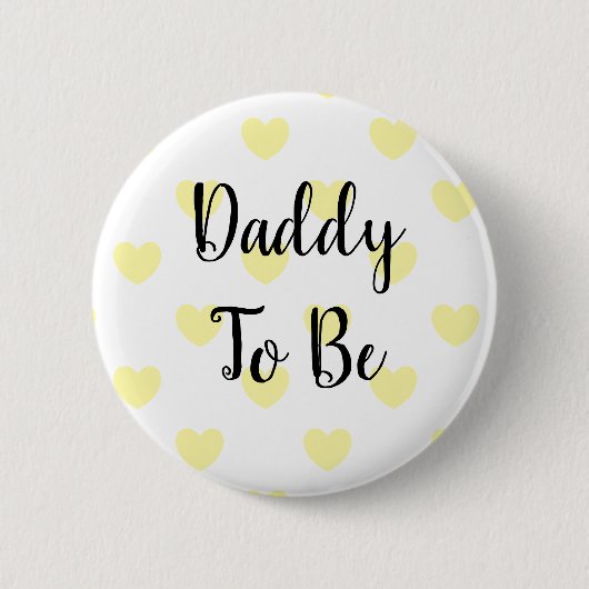 Papa wordt Yellow Hearts Baby shower Button (Voorkant)