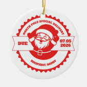 Papa wordt zwanger aankondiging kerst keramisch ornament (Voorkant)