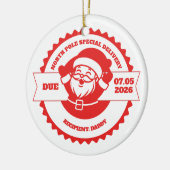 Papa wordt zwanger aankondiging kerst keramisch ornament (Links)