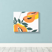 PAPA-YAY! tropische fruitpapaja Canvas Afdruk (Insitu (Houten vloer))