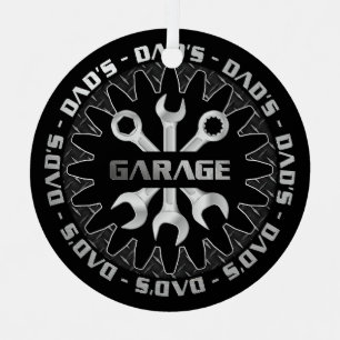 Papa zal deze garage-kerst leuk vinden metalen ornament