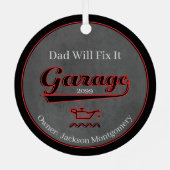 Papa zal het repareren garage metalen ornament (Achterkant)