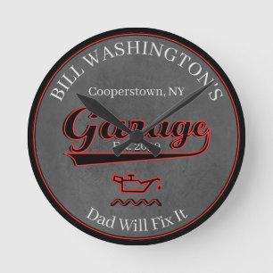 Papa zal het repareren Garage Wall Clock Ronde Klok