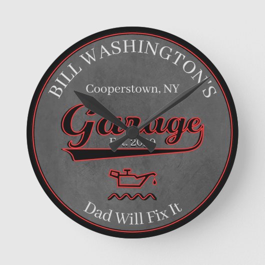 Papa zal het repareren Garage Wall Clock Ronde Klok (Voorkant)