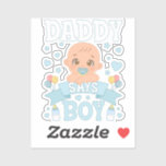 Papa zegt jongen zwangerschap roze of blauw vinyl sticker<br><div class="desc">Papa zegt jongen zwangerschap roze of blauw grappig geslacht onthullen Baby shower matching familie Baby grappig design cadeau op maat gesneden vinyl Sticker classic Collectie.</div>