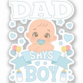 Papa zegt jongen zwangerschap roze of blauw vinyl sticker (Voorkant)