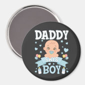 Papa zegt jongen zwangerschap roze of blauwe cirke magneet (Voorkant / Achterkant)