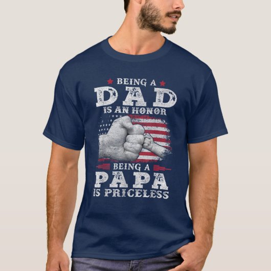 Papa zijn is een eer Papa is een onbetaalbare Amer T-shirt (Voorkant)