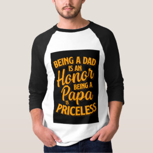 Papa zijn is onbetaalbaar Zwart Geel Vaderdag T-shirt