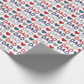 Papa Zilver Rood Blauw Script Typografie Vaderdag Cadeaupapier (Hoek)