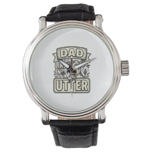 Papa zoals geen andere grappige koe vintage vector horloge