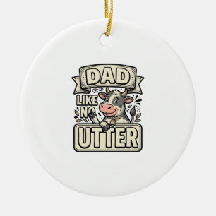 Papa zoals geen andere grappige koe vintage vector keramisch ornament