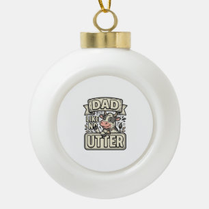 Papa zoals geen andere grappige koe vintage vector keramische bal ornament