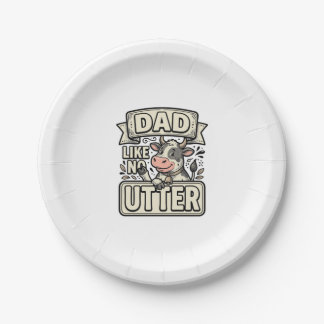 Papa zoals geen andere grappige koe vintage vector papieren bordje