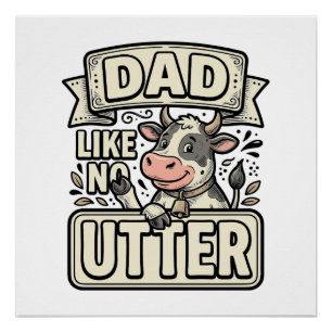 Papa zoals geen andere grappige koe vintage vector perfect poster