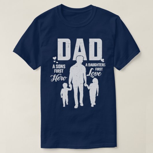 Papa zonen eerste held dochters houden van vaders t-shirt (Design voorkant)