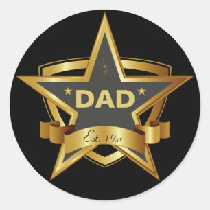Papa Zwart en Gold Star Ronde Stickers