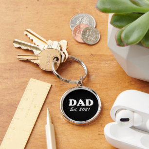 Papa zwart-wit Aangepaste datum modern Sleutelhanger