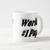 Papa zwarte halve tekstgigantische koffie-mok grote koffiekop (Voorkant rechts)