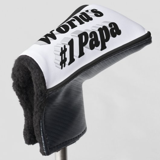 Papa zwarte kop golfheadcover (3/4 voorkant)