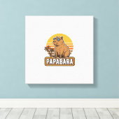 PAPABARA Retro Capibara Papa Vectorontwerp_1 Canvas Afdruk (Insitu (Houten vloer))