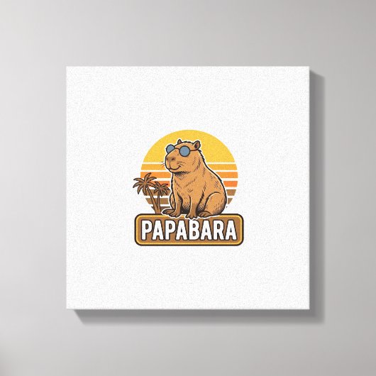 PAPABARA Retro Capibara Papa Vectorontwerp_1 Canvas Afdruk (Voorkant)