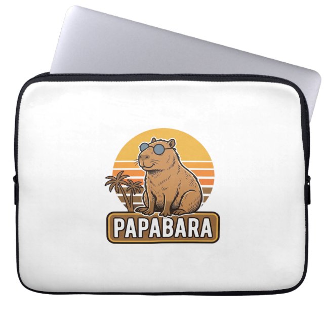 PAPABARA Retro Capibara Papa Vectorontwerp_1 Laptop Sleeve (Voorkant)