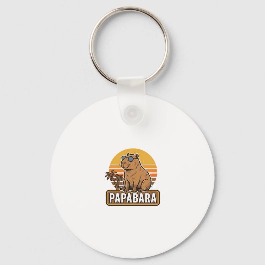 PAPABARA Retro Capibara Papa Vectorontwerp_1 Sleutelhanger (Voorkant)