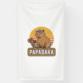 PAPABARA Retro Capibara Papa Vectorontwerp_1 Spandoek (Verticaal)