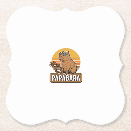 PAPABARA Retro Capibara Vader Vector Design_1 Kartonnen Onderzetters (Voorkant)
