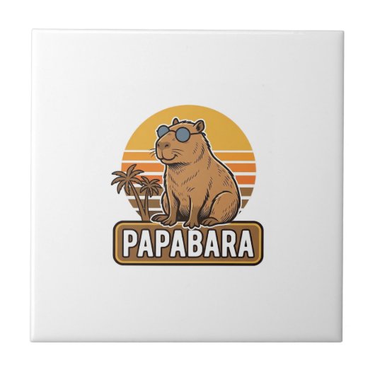 PAPABARA Retro Capibara Vader Vector Design_1 Tegeltje (Voorkant)