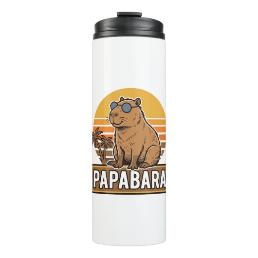 PAPABARA Retro Capibara Vader Vector Design_1 Thermosbeker (Voorkant)