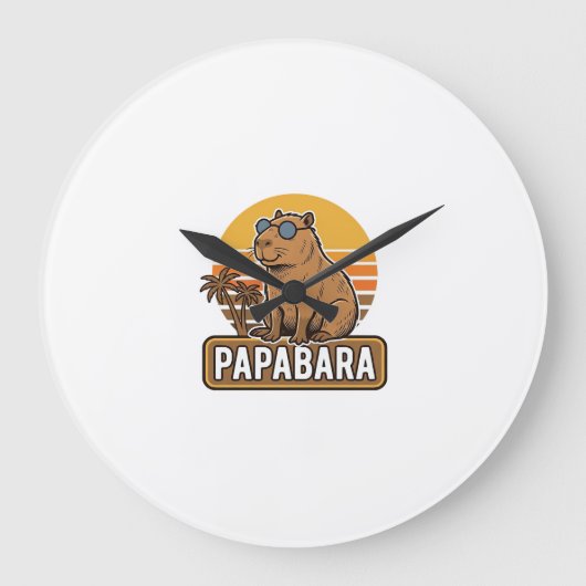 PAPABARA Retro Capybara Vader Vector Design_1 Grote Klok (Voorkant)