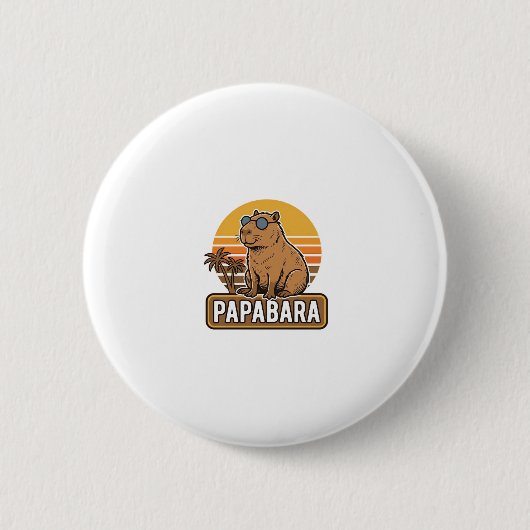 PAPABARA Retro Capybara Vader Vector Design_1 Ronde Button 5,7 Cm (Voorkant)