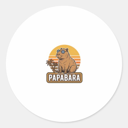 PAPABARA Retro Capybara Vader Vector Design_1 Ronde Sticker (Voorkant)