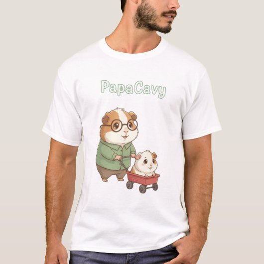 PapaCavy – Cute Guinea Pig Dad Tee Father’s Day T-shirt (Voorkant)