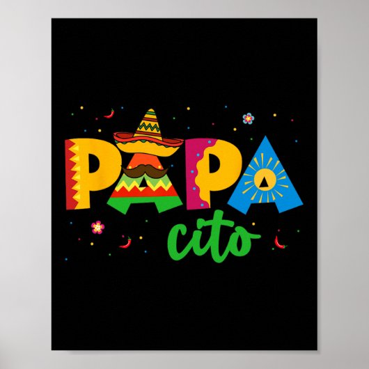 Papacito Cinco De Mayo Sombrero Mannen Papa Dad Fa Poster (Voorkant)