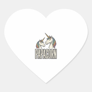Papacorn Eenhoorn Papa Vintage Gravure T-Shirt Des Hart Sticker